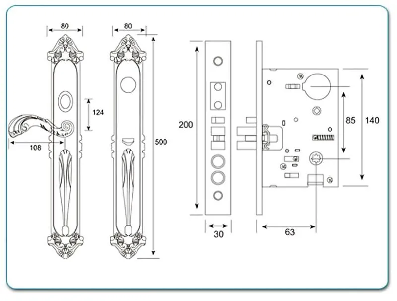 Kích thước khóa cửa AS156